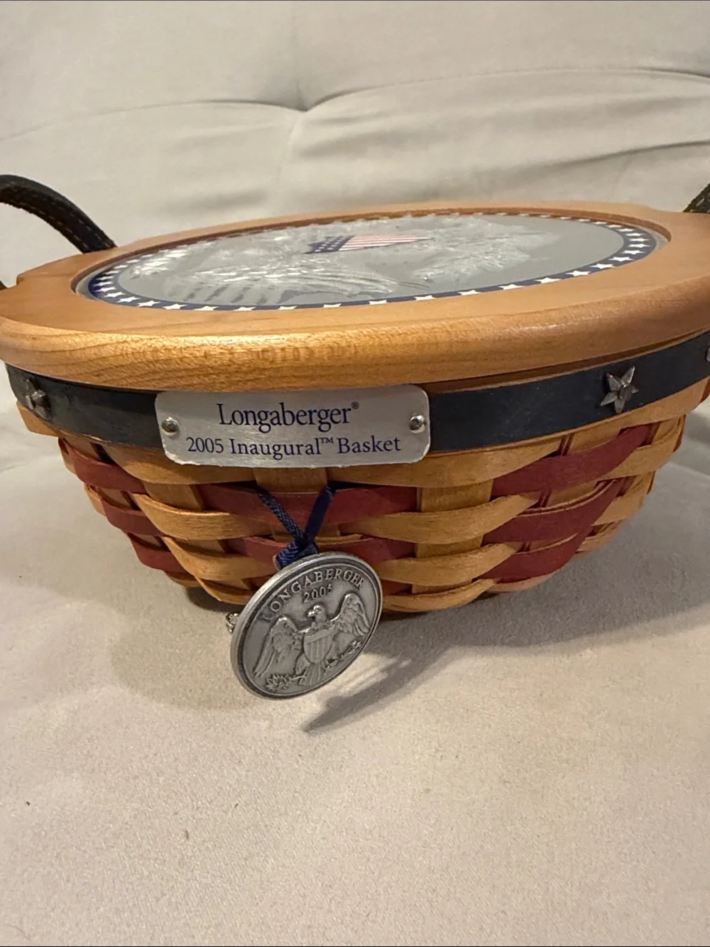 Longaberger Americana baskets set of 2 plus, pottery Stars set